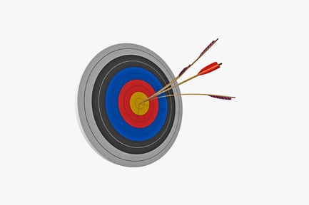 Preview: Archery target with three center-hit arrows