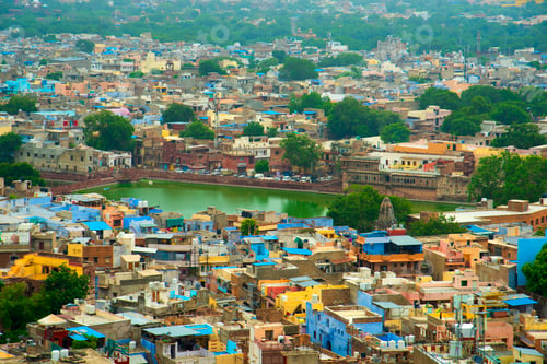 Preview: Aerial view of Jodhpur Blue City. Jodphur, Rajasthan, India
