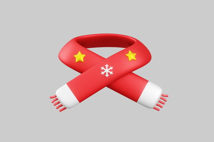 Preview: Holiday scarf with snowflake and stars