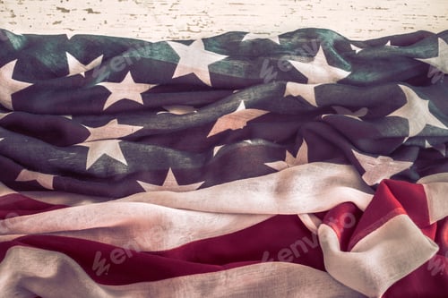 Preview: Patriotic symbolism. American flag on wooden background