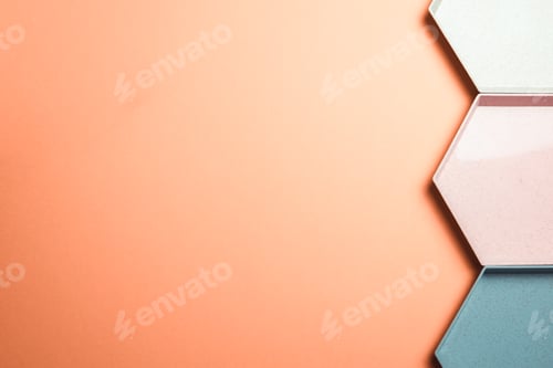Preview: Abstract hexagon geometric colorful background. Pastel colors minimalism. Copy space banner