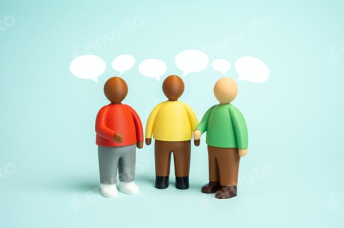 Preview: A group of people engaged in a dialogue, figurines. Communication and discussion