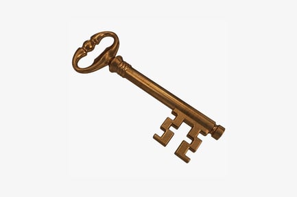 Preview: Brass skeleton key with three smaller keys