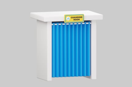 Preview: Changing room with blue curtains