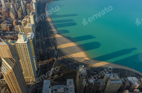 Preview: Lake Michigan, clear lake, Chicago Skyscrapers, Illinois, USA