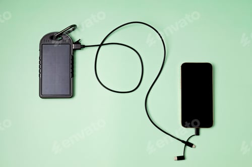 Preview: Solar battery charger for mobile devices. Sustainable lifistyle idea