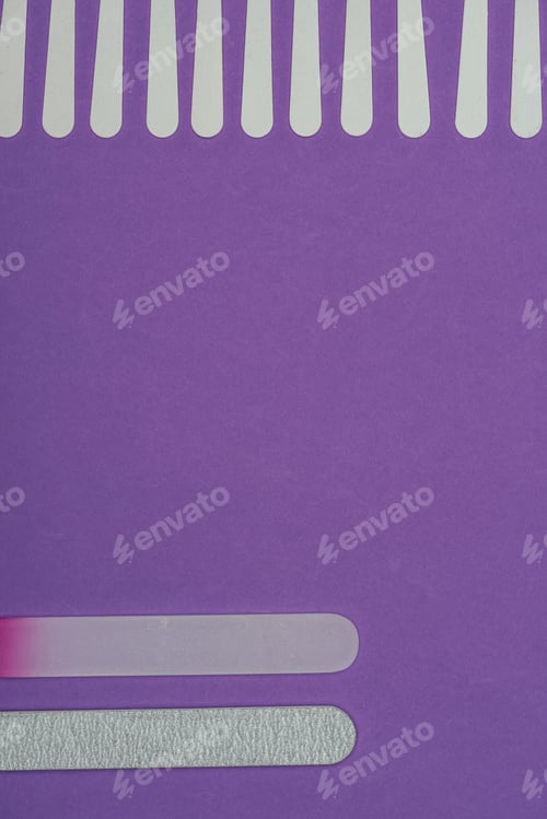 Preview: top view of different nail files isolated on purple