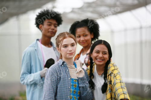 Preview: Diverse Group People and Gardener Working In Community Allotment