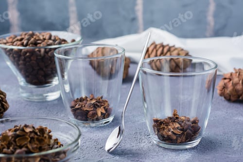 Bowls and Glasses Full of Pine Nuts and Seeds