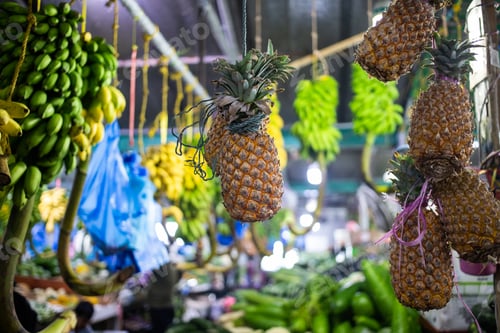 Preview: fresh fruit and vegetables on tropical market