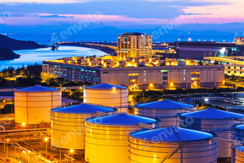 Preview: Oil tanks at night