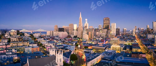 Preview: San Francisco Skyline at Dusk with City Lights, California, USA