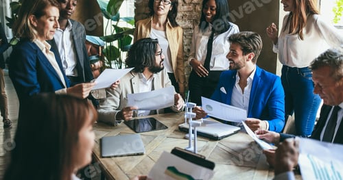 Preview: Multiracial business people working on sustainable innovation project