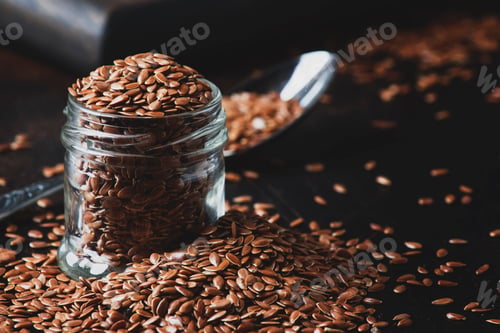 Preview: Flax or linen seeds in jar
