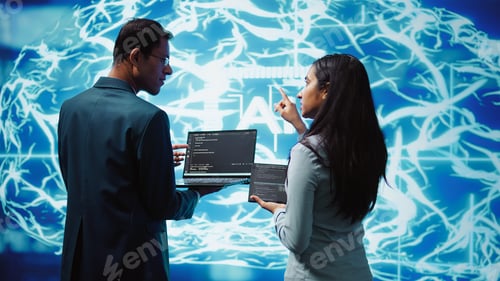 Preview: Workers using artificial intelligence deep learning to look at data