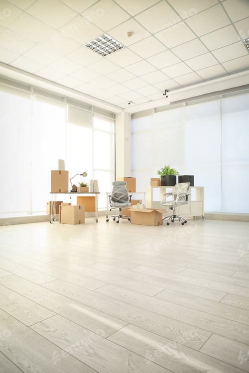 Preview: Moving boxes and furniture in new office