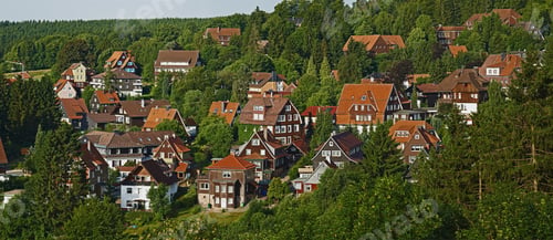 Preview: Qauint village in Hartz, Germany. A high angle view of a quaint village - Hartz, Germany.