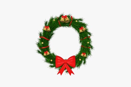 Preview: Pine wreath with bells and ribbons