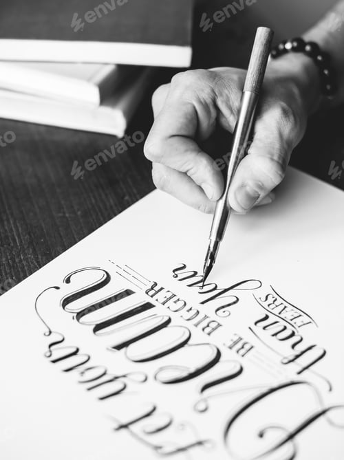 Preview: Closeup of calligraphic artwork