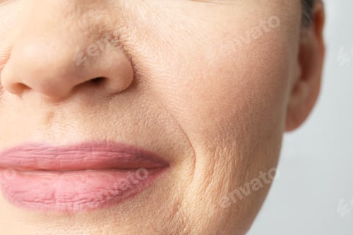 Preview: Beautiful older woman, closeup of lips