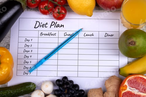 Preview: Diet plan sheet and pen