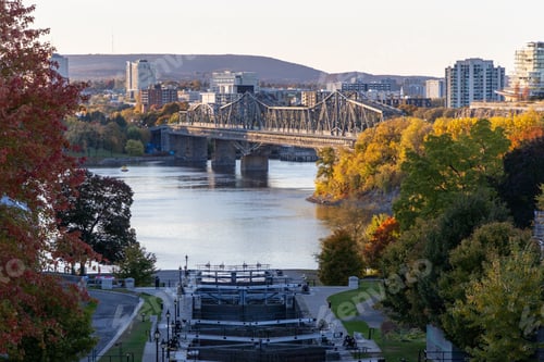 Preview: Rideau canal locks and Ottawa river in autumn.