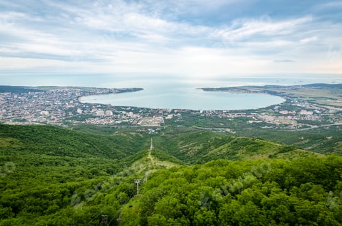 Preview: Aerial view of Gelendzhik bay in russias scenic landscape