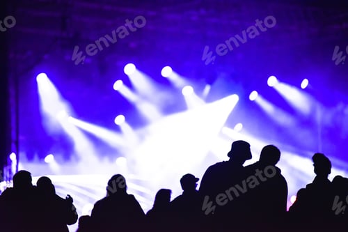 Preview: Silhouette of friends socializing at a festival