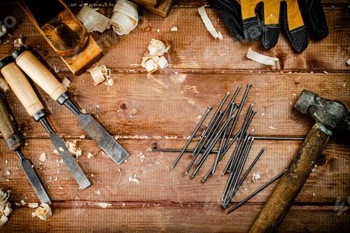 Preview: Construction nails on the table.