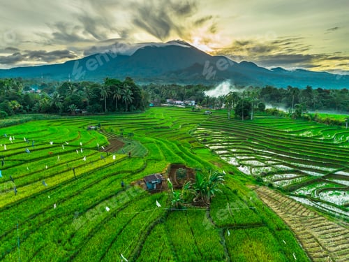 Preview: beautiful morning view indonesia panorama landscape beach with beauty color and sky natural light