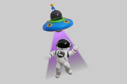 Friendly astronaut and ufo