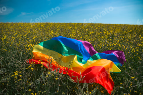 Preview: Colorful LGBT flag blows in the breez.