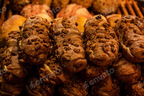 Preview: Closeup of delicious loaves of chocolate bread on display