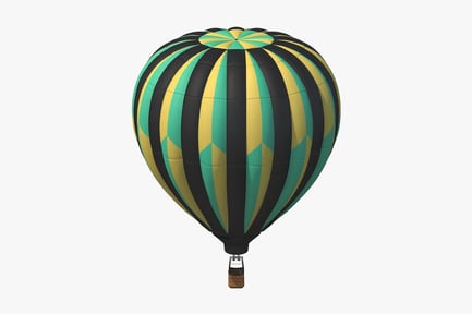 Visualização: Balão de ar quente listrado com cesta