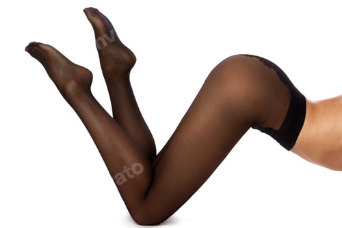 Preview: Female legs in black pantyhose