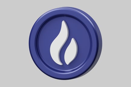 Preview: Circular token with raised edge and two white, flame-like shapes.