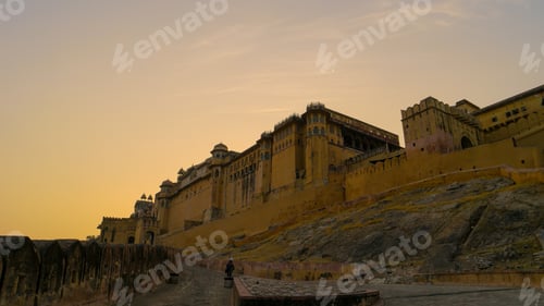 Preview: Low angle shot of Amber Fort site as part of Hill Forts of Rajastan group in India