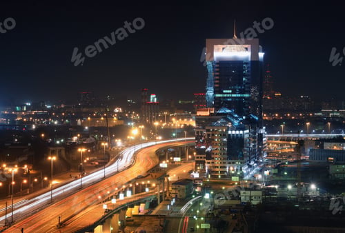 Preview: High overpass near a skyscraper, at night