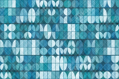 Preview: Retro tablecloth fabric pattern with geometric shapes.