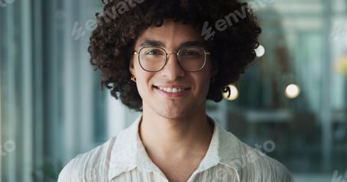 Preview: Smile, internship and portrait of business man in office for creative producer, professional and pr