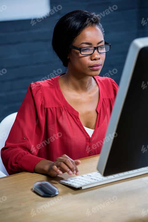 Preview: Woman working on computer