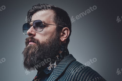 Preview: Stylish guy wearing luxurious clothing with sunglasses