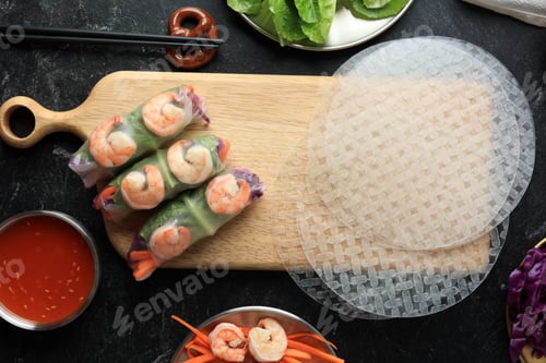 Preview: Vietnam Shrimp Prawn Spring Roll Salad