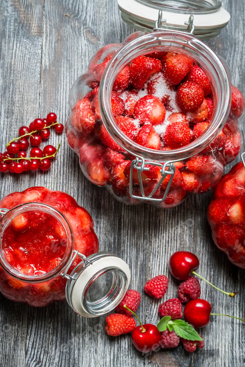 Preview: Prepared of wild starwberry compote