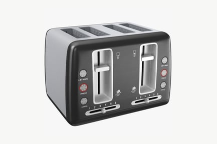 Preview: Black Toaster with Silver Accents and Control Panel