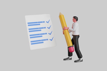 Preview: Businessman checklist with oversized pencil