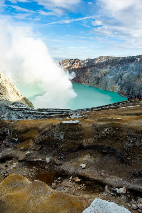Preview: View from Ijen Crater, Sulfur fume at Kawah Ijen, Vocalno in Indenesia