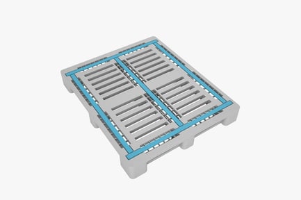 Preview: Durable Gray Plastic Cargo Pallet with Blue Accents