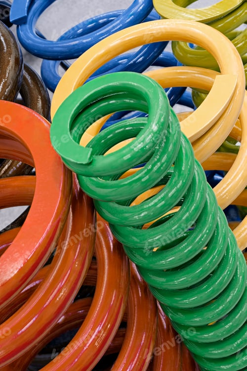 Preview: Group of coil springs of different sizes and colors