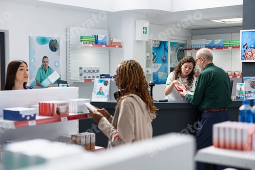 Preview: Elderly man asking about available medicine from the prescription paper